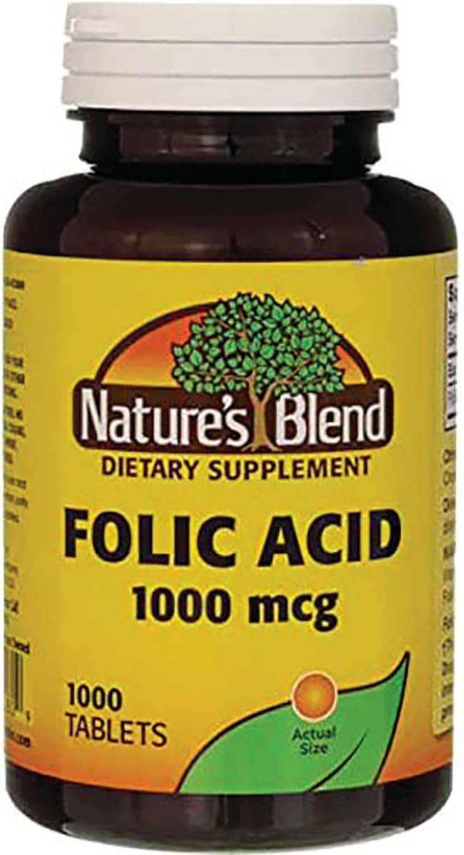 Nature's Blend Ácido Fólico 1000 mcg - 1000 Comprimidos