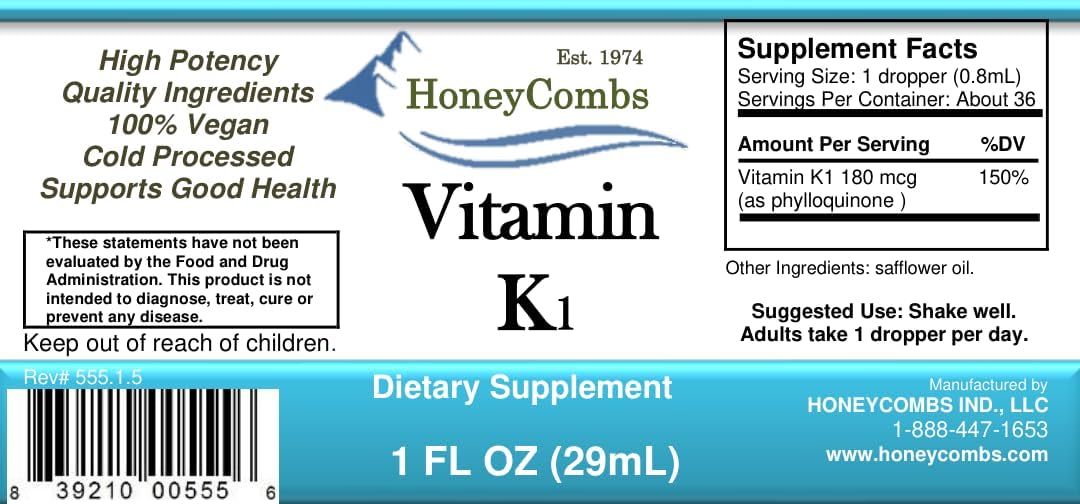 Liquid Vitamin K1 (Phytonadione) – Drops for Newborns and Adults – 30 ml