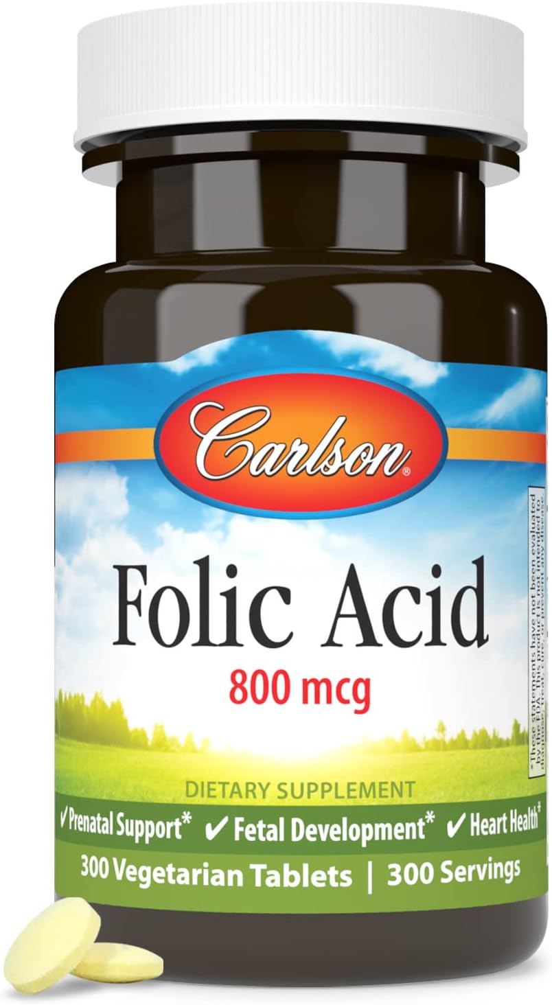 Carlson - Folic Acid 800 mcg for Prenatal Support, 300 Tablets