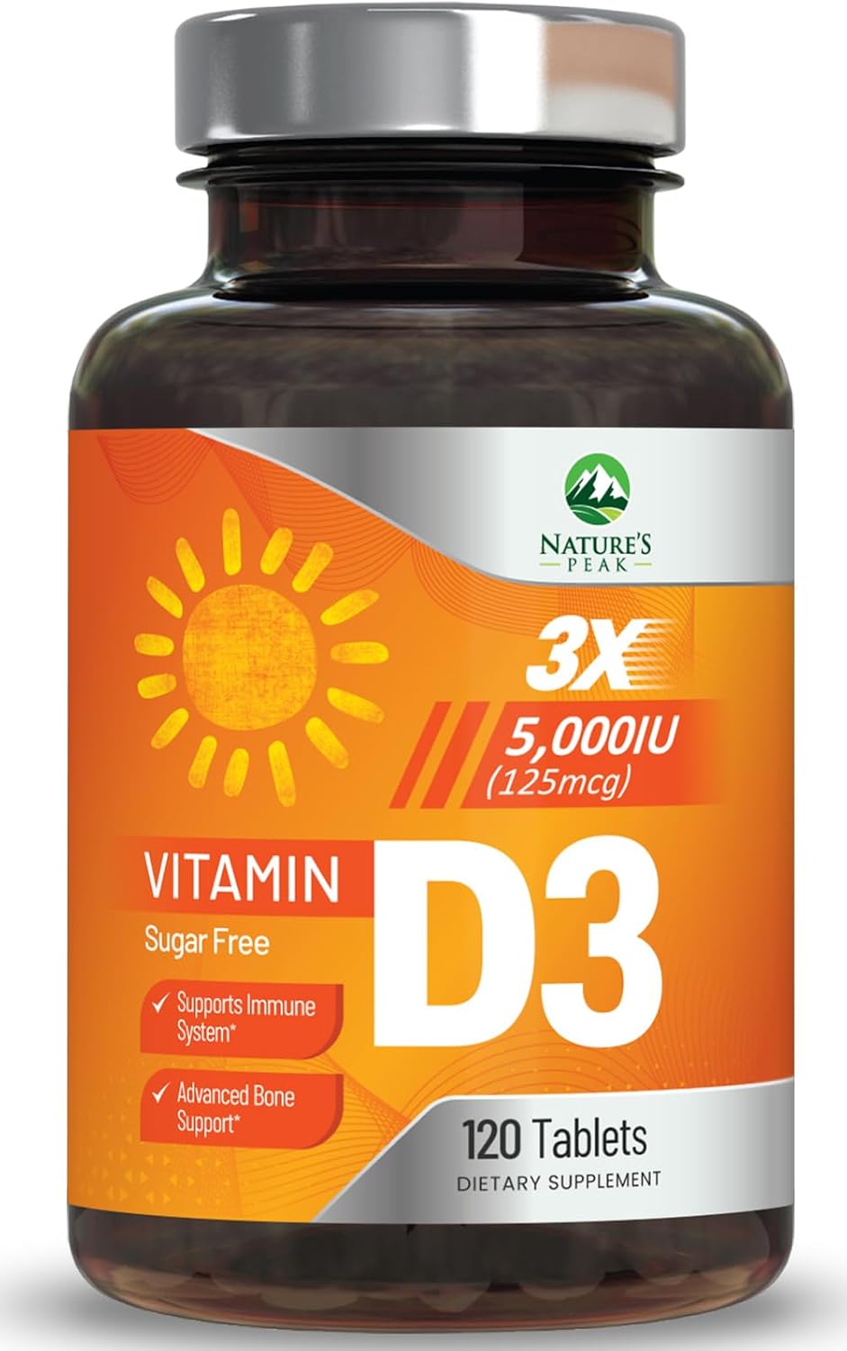 Vitamina D3 5000 UI (125 mcg) por Porción - Triple Potencia - Apoyo Inmunológico, Huesos, Dientes y Músculos - Vegano, Sin Gluten, Sabor a Frambuesa - 120 Comprimidos Masticables