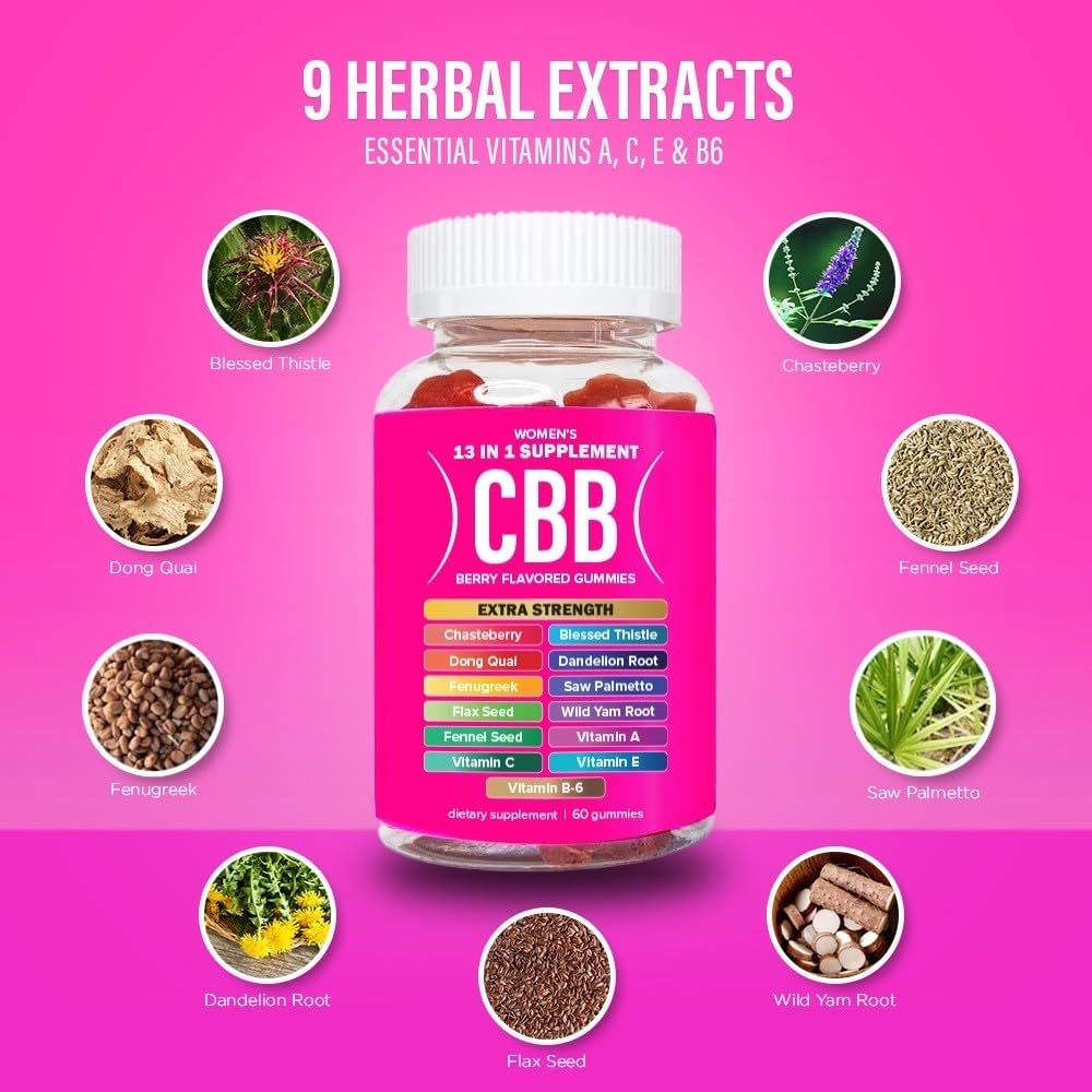Curvy Body Bears CBB 13 en 1 Gominolas Multivitamínicas para Mujer | Suplemento Herbal y Vitaminado para el Bienestar Diario | Sabor a Bayas | 60 Gominolas
