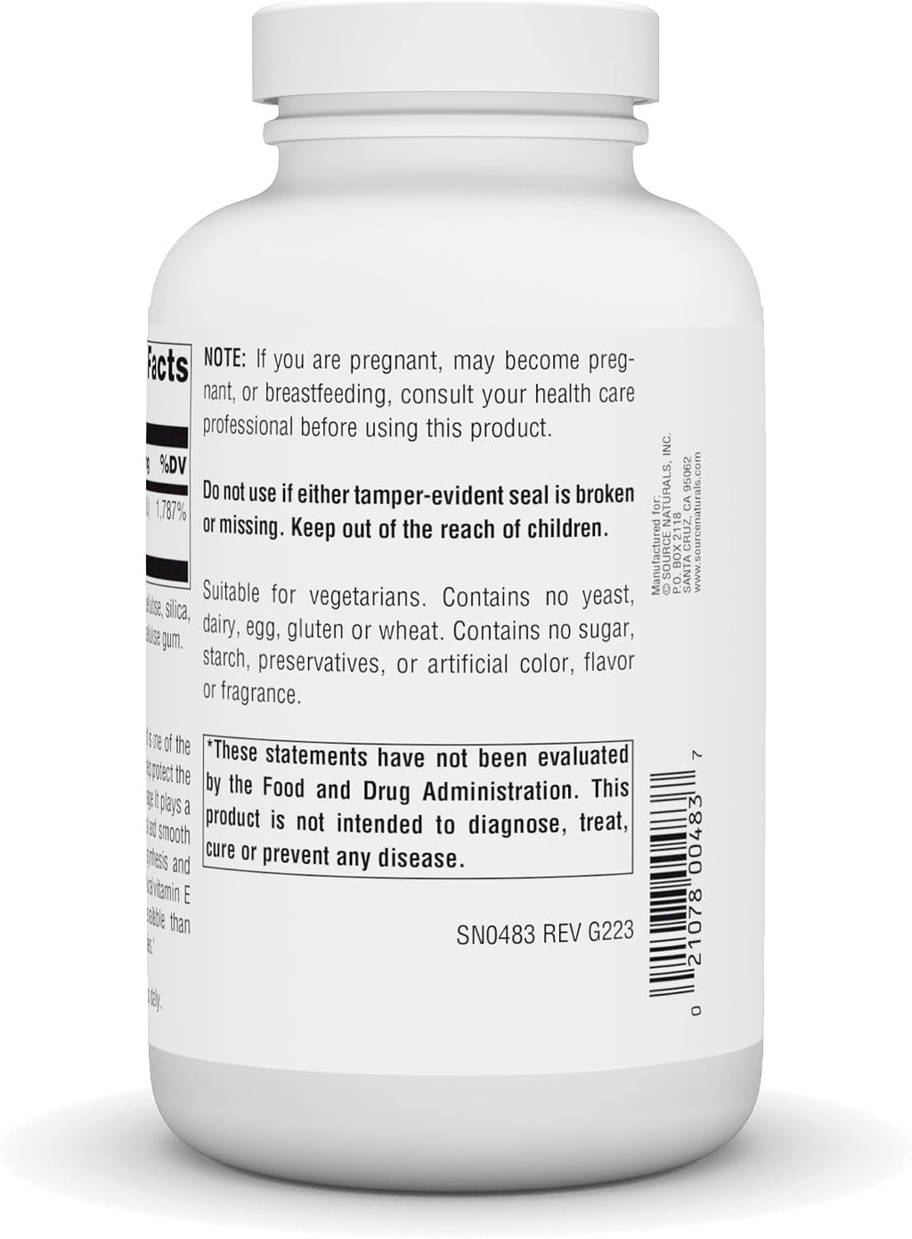 Source Naturals Vitamina E 400 IU - 250 Comprimidos