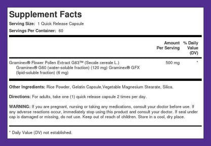Piping Rock Graminex Flower Pollen Extract | 500mg | 60 Cápsulas | Suplemento para Hombres y Mujeres | No Transgénico, Sin – Image 8