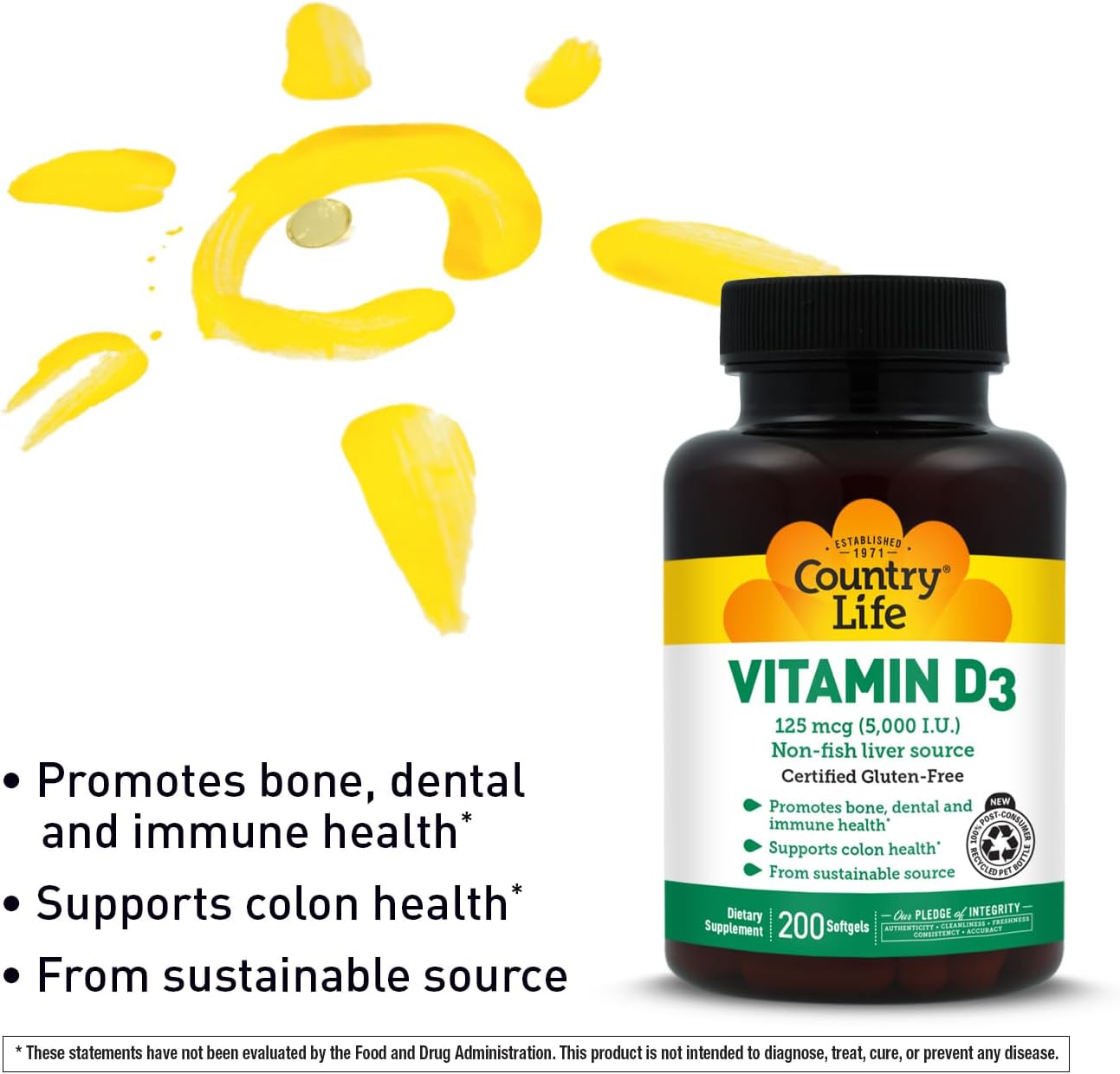 Vitamina D3 5000 UI - Colecalciferol, Country Life