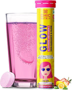 THRU Glow - Glutatión Japonés 500 mg y Vitamina C para el Cuidado de la Piel - 20 Comprimidos Efervescentes Sabor Fresa y Limón