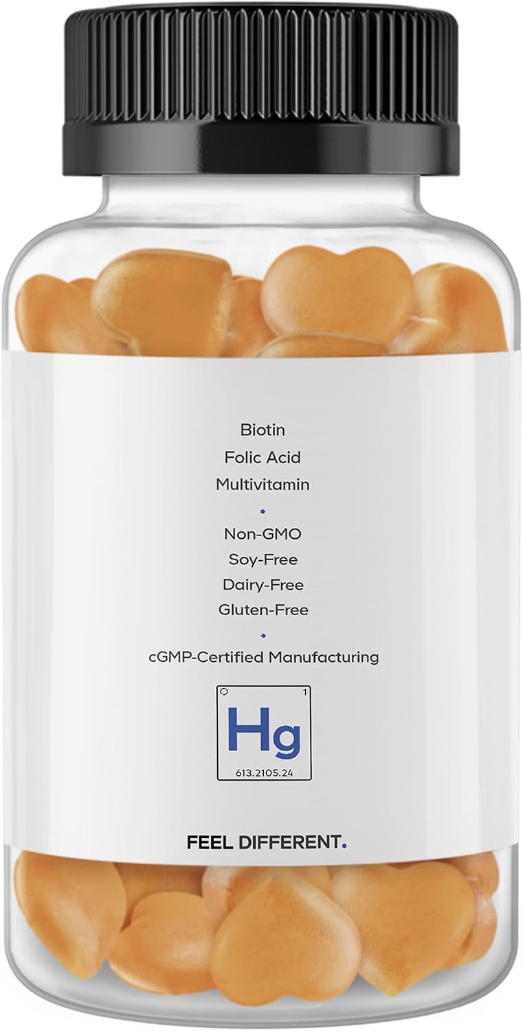 Codeage Hair Gummies - Biotina 5000 mcg - Gominolas sin Azúcar con Vitaminas y Minerales - 60 uds