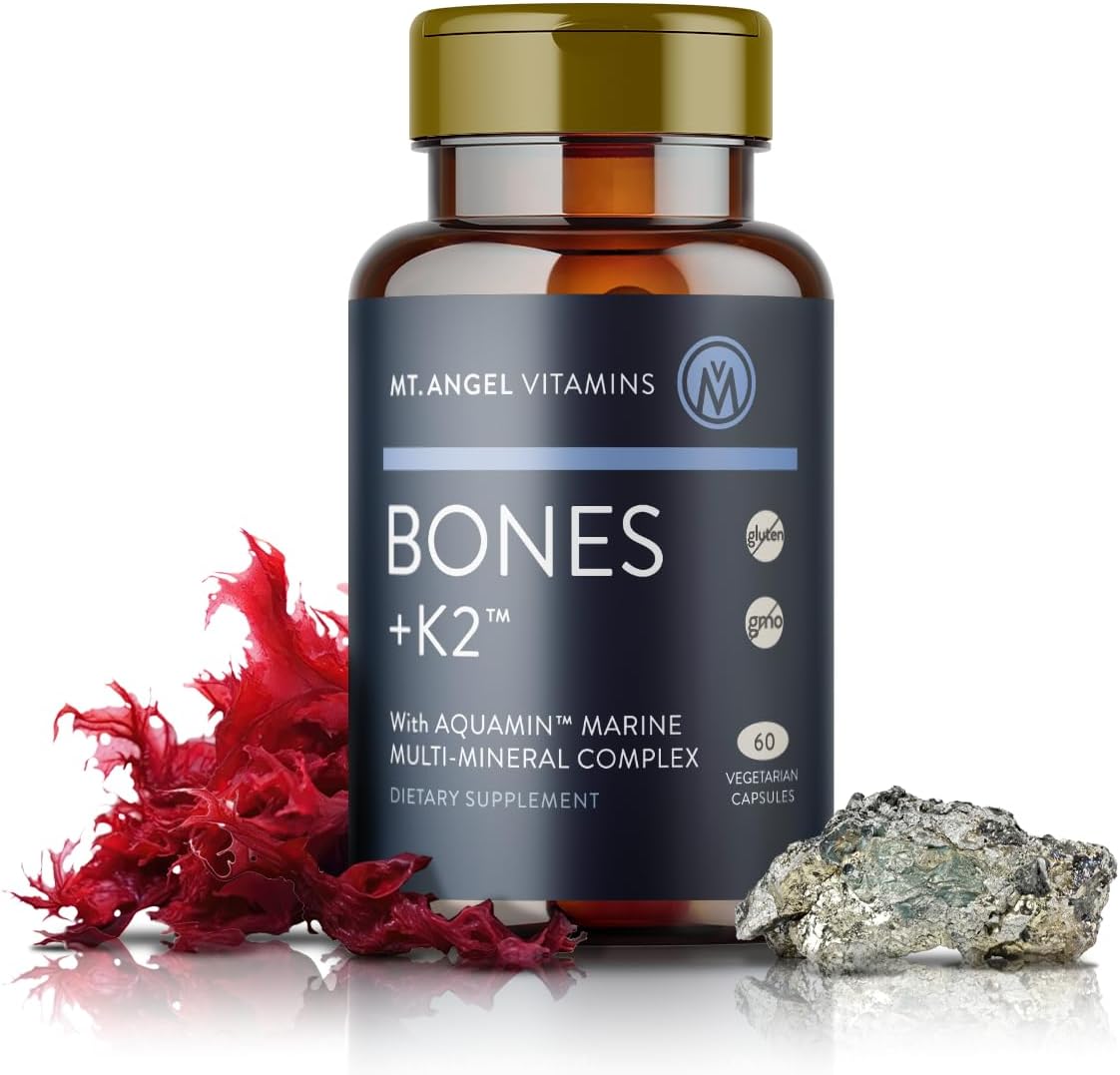 Mt. Angel Vitamins Bones + K2 - Suplemento Completo para la Salud Ósea con Calcio, Magnesio, Vitamina D3 y K2