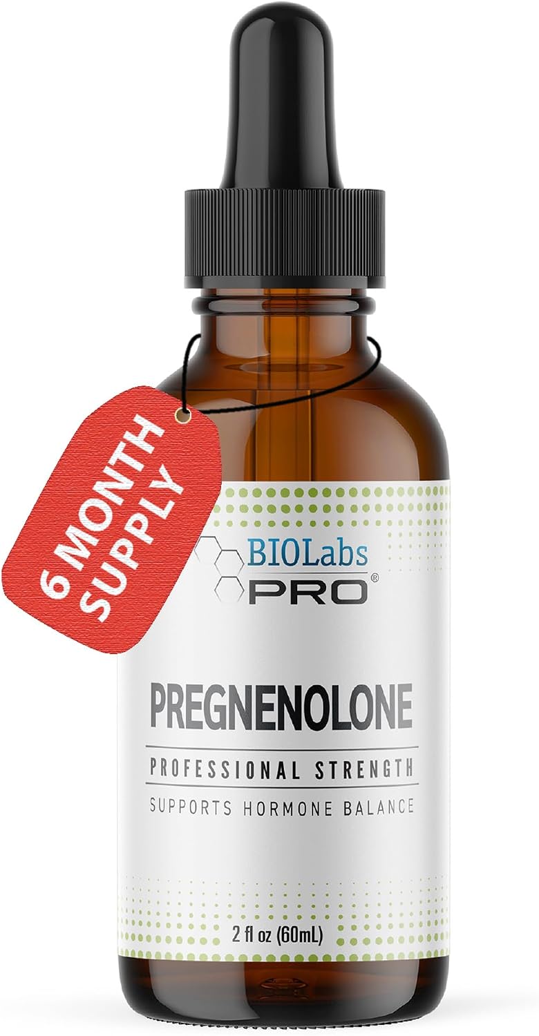 BIOLABS PRO Pregnenolona, Aceite Natural Bioidéntico de Pregnenolona, Ayuda a Mantener el Equilibrio Hormonal, 60ml - Suministro para 6 Meses