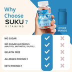 SUKU Multivitamínico Diario Gomitas Hombre - Sin Azúcar, Vegano, 60 uds