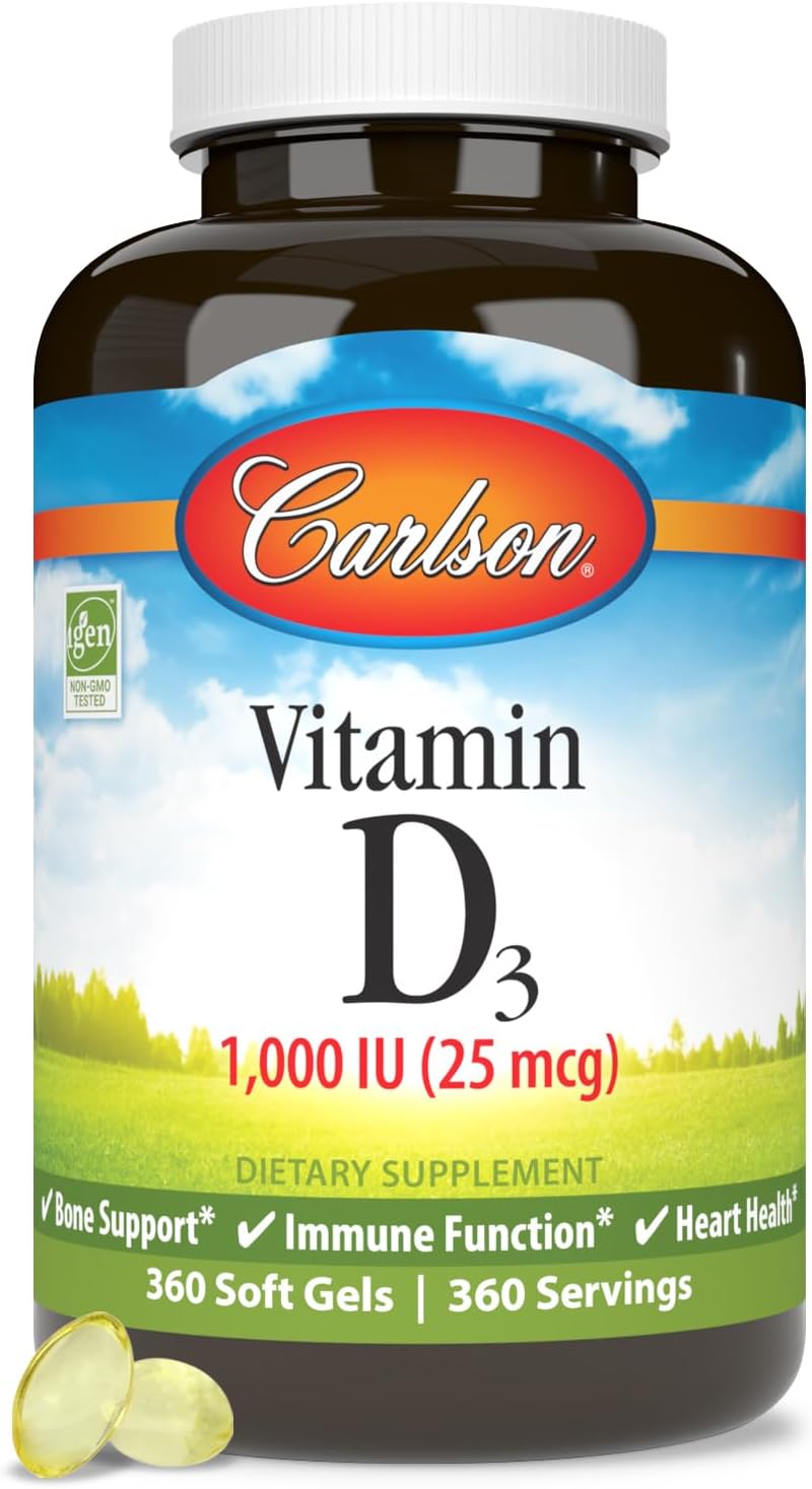 Carlson Vitamina D3 1000 IU (25 mcg) - 360 Cápsulas Blandas