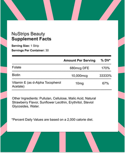 NuStrips Fast-Dissolving Beauty Strips con – El metabolismo energético normal. – Image 4