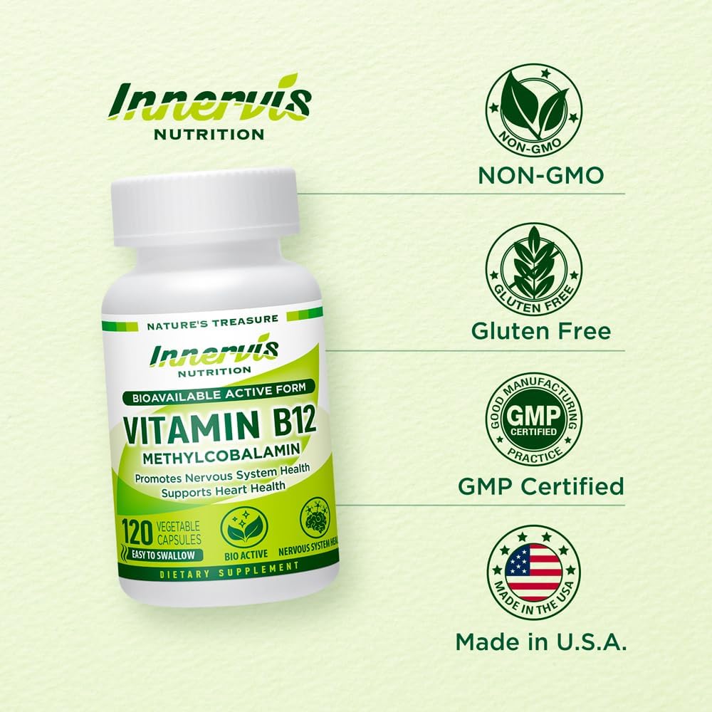 Metilcobalamina 1000 mcg - 120 Cápsulas - Vitamina B12 Vegana Innervis Nutrition
