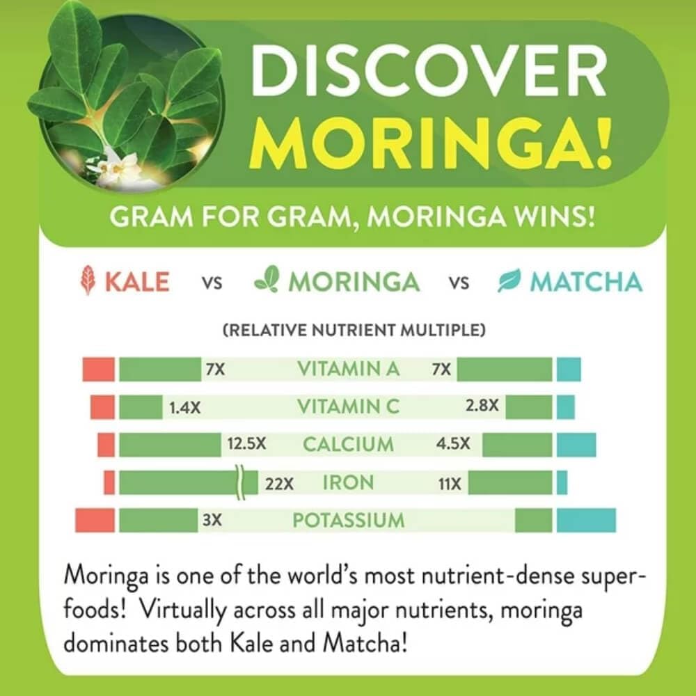 Moringa Leaf Shaker con Hojas de Moringa Pura con Nutrientes Esenciales, Rica en Vitaminas, Aminoácidos y Minerales Traza en Shaker de Moringa 116 g