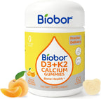 Biobor Natural Vitamin D3 K2 Gummies, 5000 UI D3 + 100 mcg K2 (MK-7), 90 Gominolas