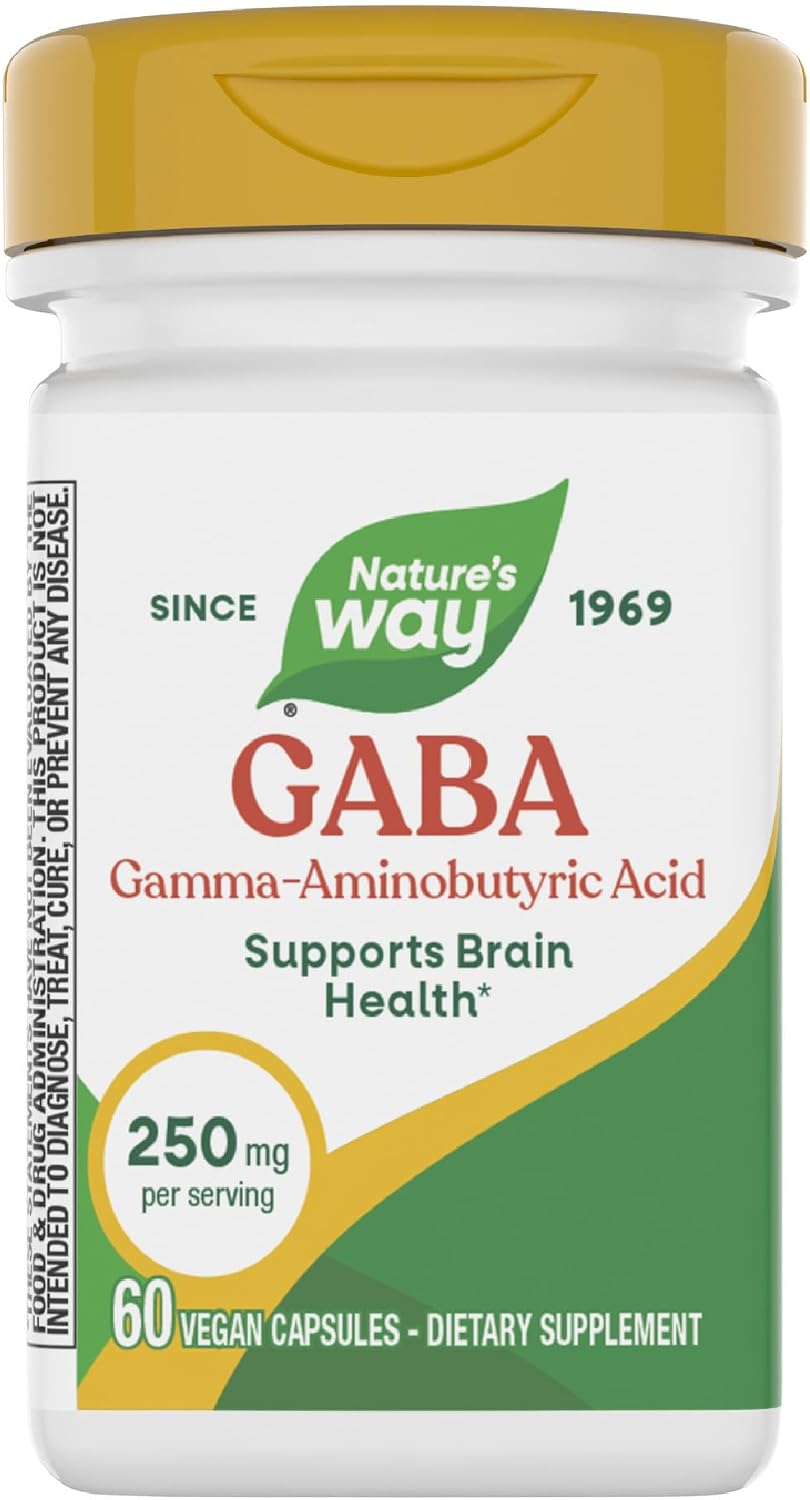 Nature's Way GABA (Ácido Gamma-Aminobutírico) - 250 mg, 60 Cápsulas Veganas