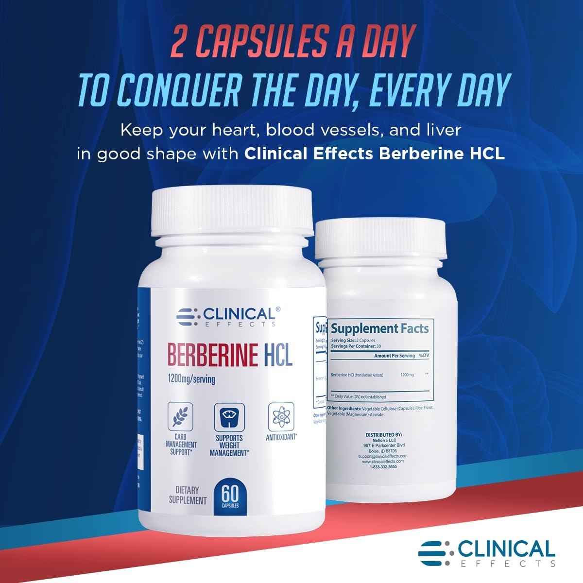 Clinical Effects Berberina HCL 1200mg - Pack de 3 - Suplemento Vegano