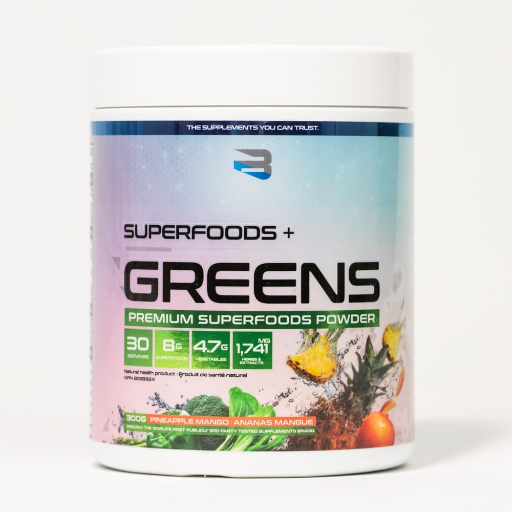 Believe Supplements Superfoods+Greens - Mezcla de Superalimentos en Polvo (Mango Piña / Explosión Cítrica)