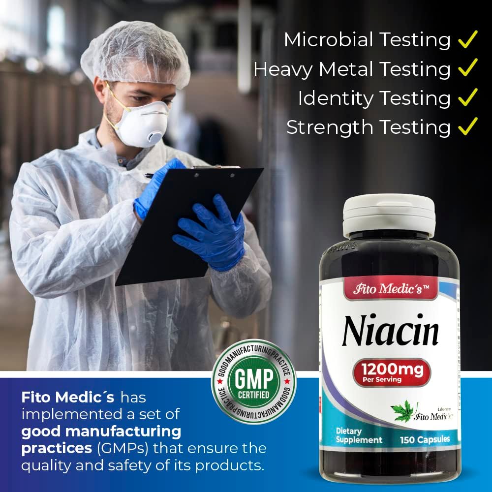FITO MEDIC'S Lab Suplemento de Niacina, Vitamina B3, 150 Cápsulas