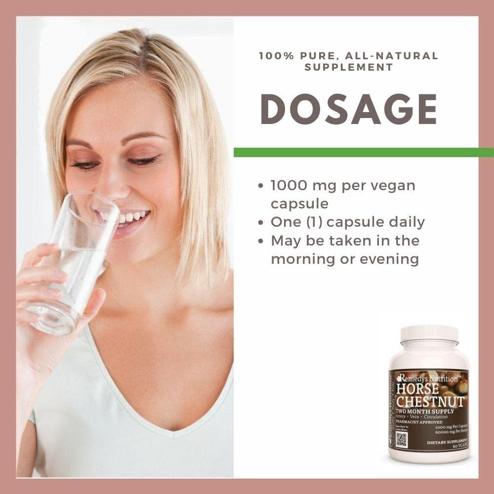 Extracto de Castaño de Indias con Aescin 20% - 1000mg, 60 Cápsulas Veganas