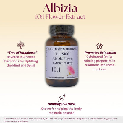 Barlowe's Herbal Elixirs Extracto de Albizia Julibrissin 10:1 – 600 mg, 60 Cápsulas Vegetales – Image 3