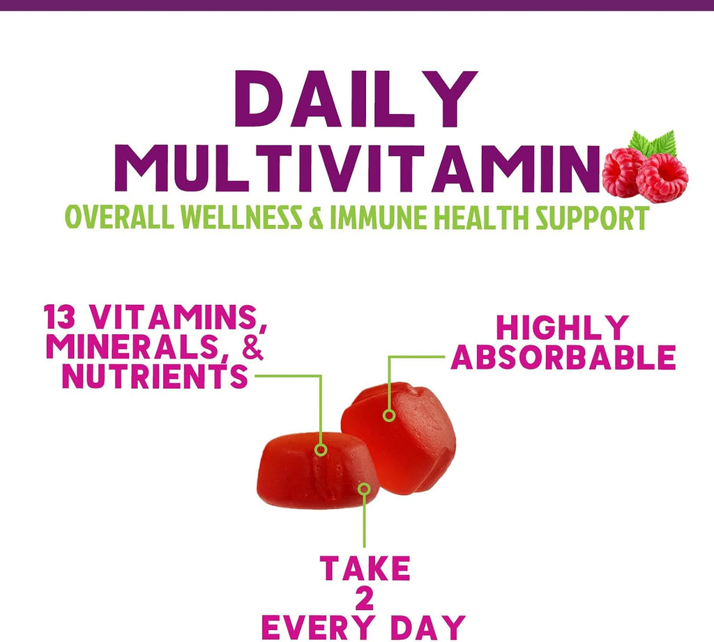 Gominolas Multivitamínicas para Adultos con Vitaminas A, C, D, B12 y Zinc - 60 Gominolas