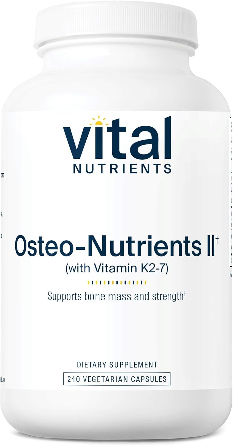 Vital Nutrients Osteo-Nutrients II - Apoyo Óseo y Cardíaco con Vitamina K2, D3, Calcio, Magnesio y Boro - 240 Cápsulas Vegetales