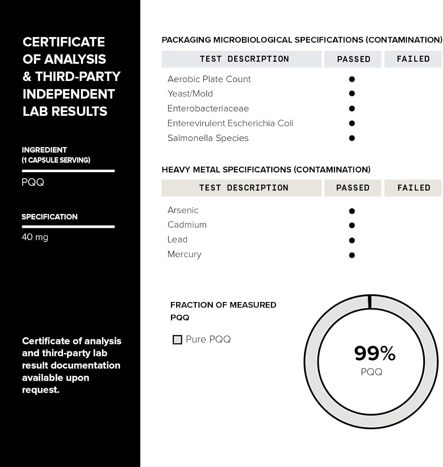 Toniiq PQQ 40 mg - 120 Cápsulas - Alta Pureza 99%+