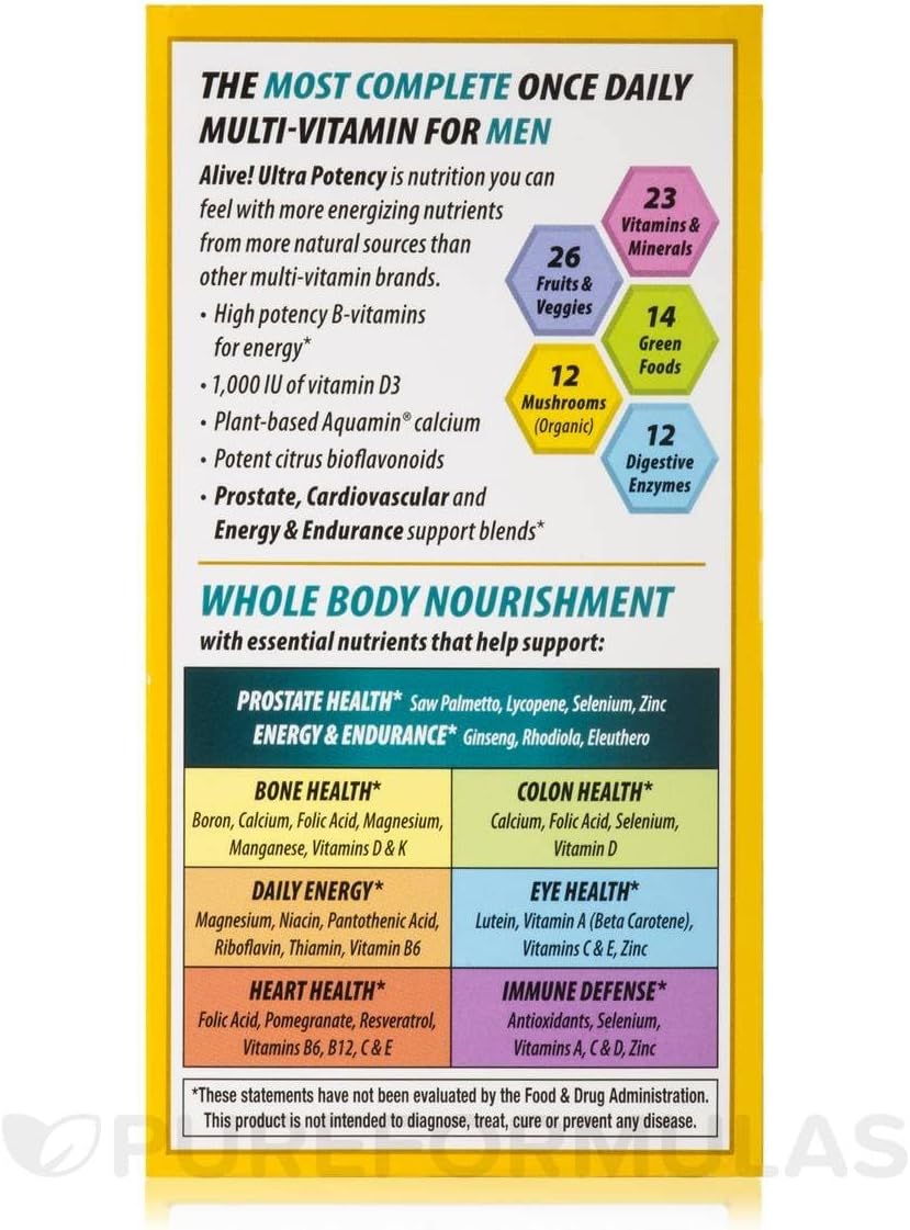 Nature's Way Alive Once Daily Men's Ultra Potency Multivitamínico para Hombres, 60 Comprimidos (Paquete de 2)