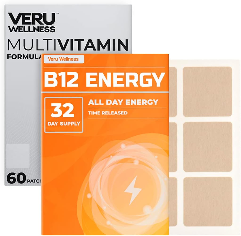 Veru Wellness Parche Multivitamínico Post Bariátrico con B12 y Hierro - 60 Parches Multivitamínicos + 32 Parches de B12