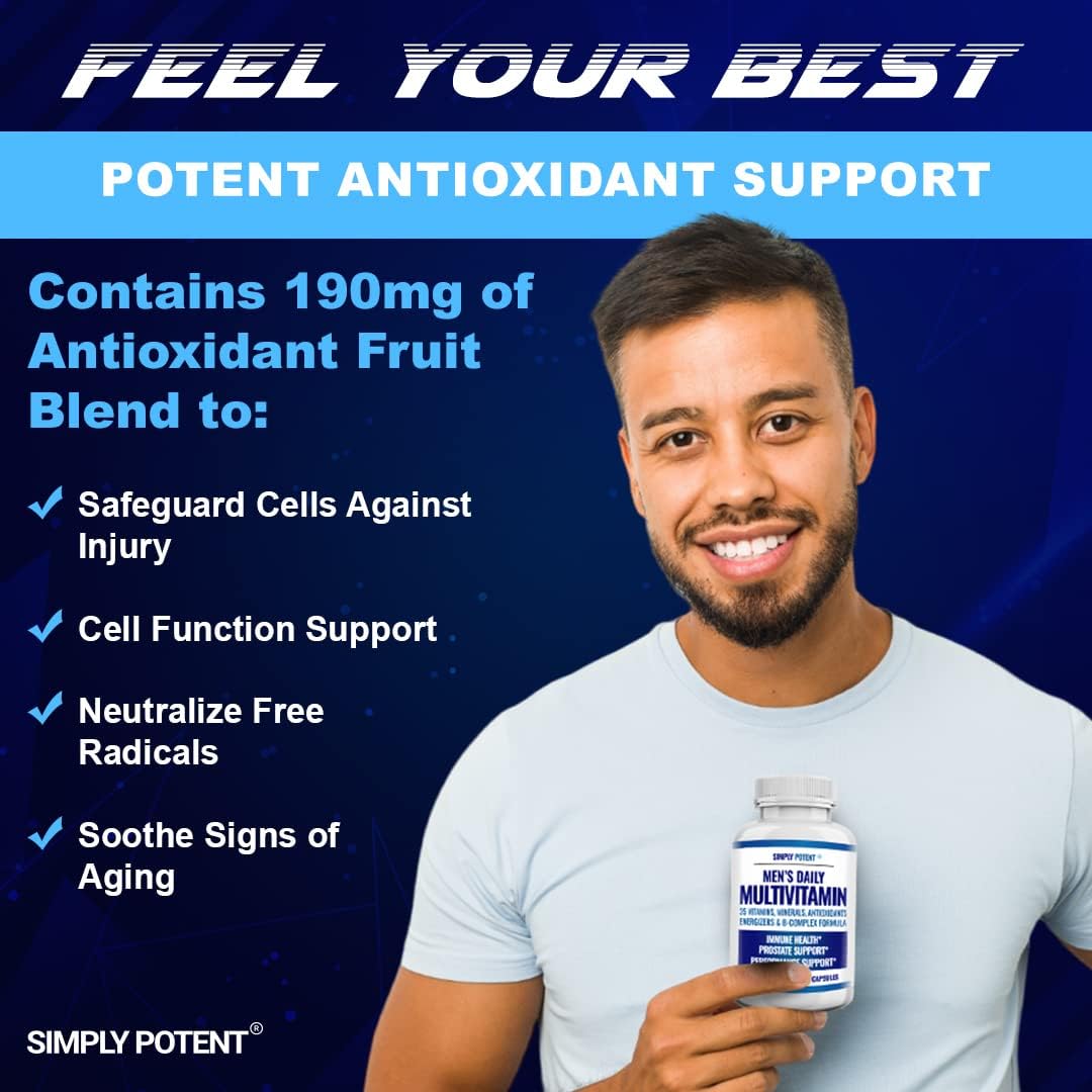 Simply Potent Multivitamínico Diario para Hombres | 35 Vitaminas, Minerales y Antioxidantes | 60 Comprimidos