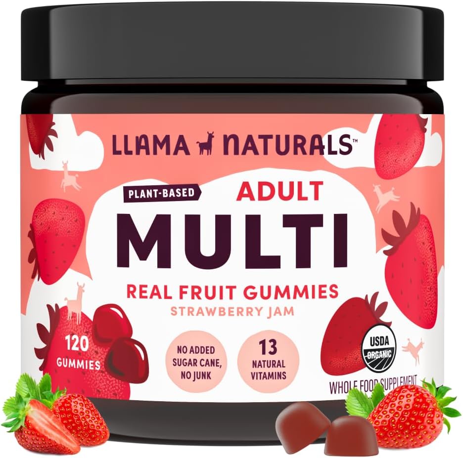 Llama Naturals Multivitamínico Vegano Orgánico en Gominolas - 120 Gominolas de Fresa