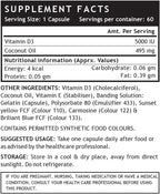 INLIFE Vitamina D3 5000 IU con Aceite de Coco Virgen Extra – 60 Cápsulas Blandas