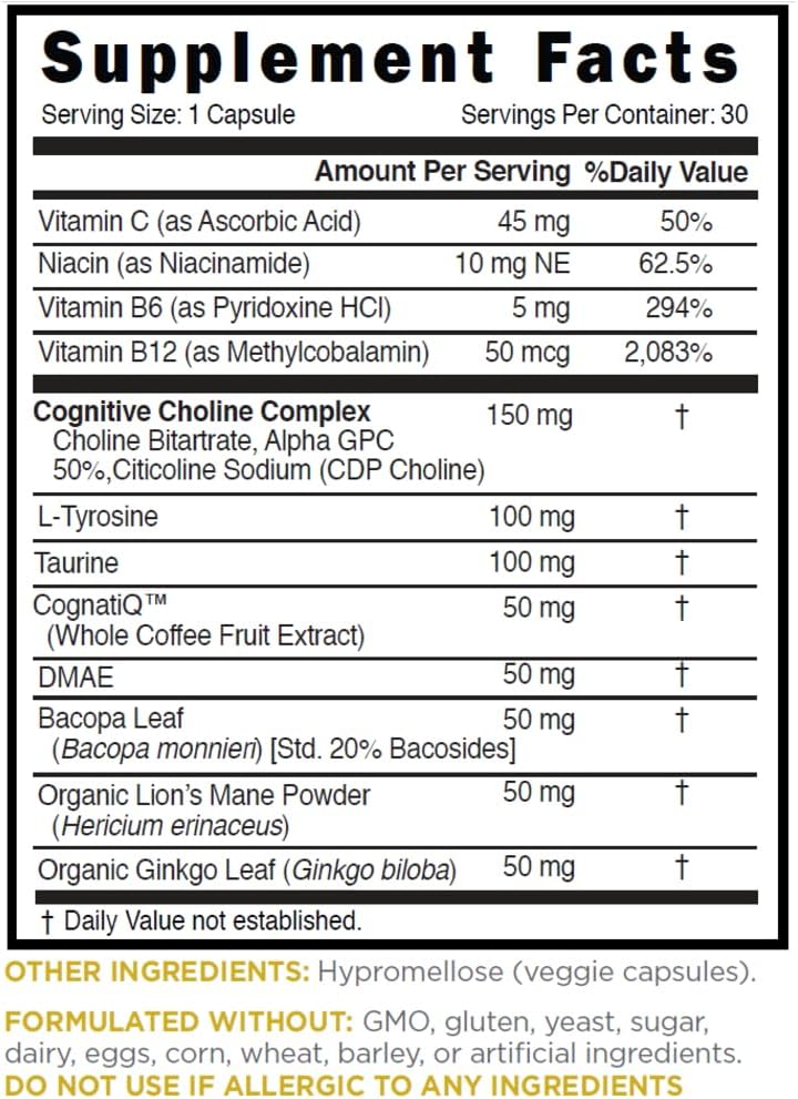 Relaxium FocusMax, Suplemento para la Salud Cerebral y el Enfoque, Apoya la Concentración, Memoria y Claridad Mental, Formulado por un Neurólogo, 30 Cápsulas Veganas