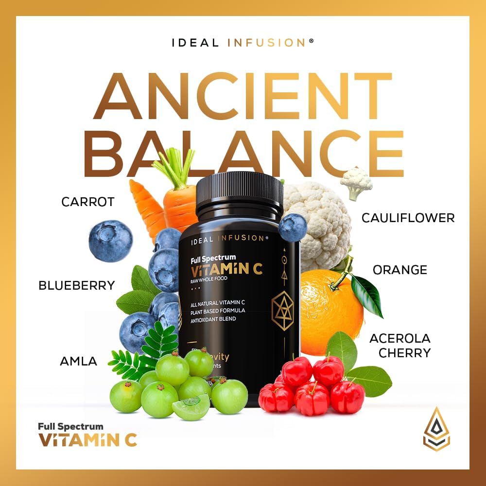 Complemento de Vitamina C de Alimentos Integrales 675 mg – Complejo de Vitamina C de Origen Vegetal con Naranjas Orgánicas, Acerola y Cofactores Naturales – Apoyo Inmunitario y Antioxidante – Vegano – 120 Cápsulas