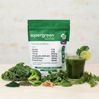 SUPERGREEN TONIK 100% Natural Greens Superfood Powder – Suplemento diario con 40 superalimentos, vitaminas y minerales – Ayuda a la energía, estrés e inmunidad – 30 días 360 gramos Sabor Berry (1 Bolsa)