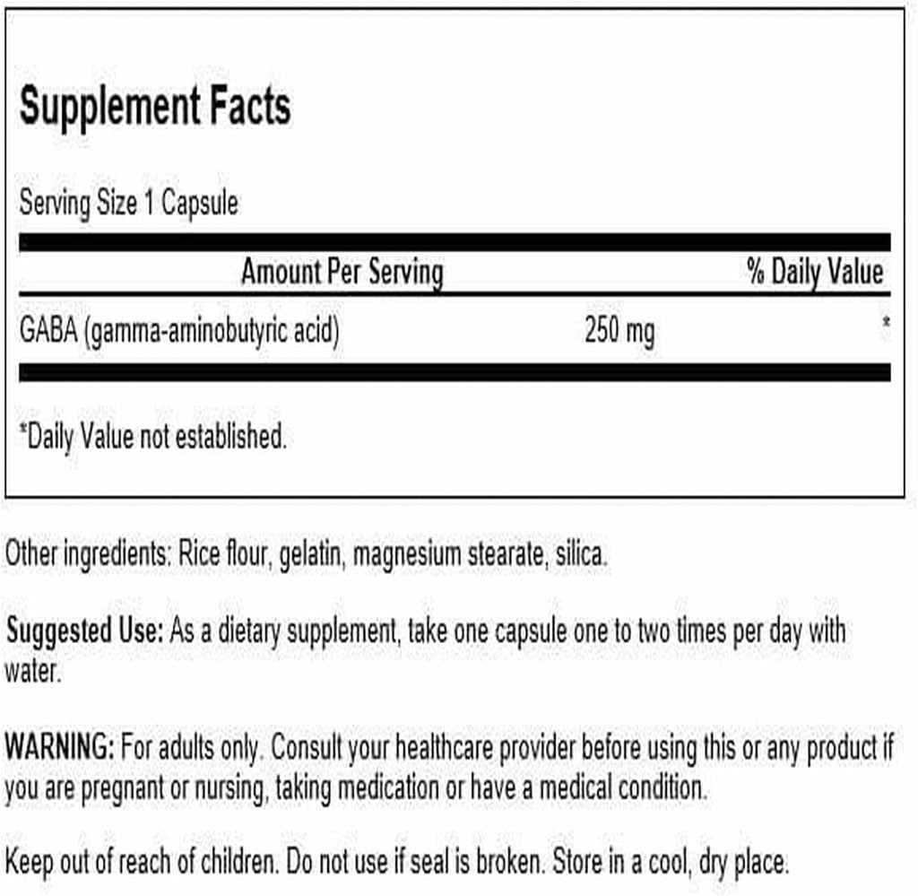 Swanson GABA 250 mg, 60 Cápsulas