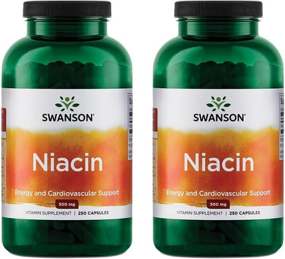 Swanson Niacina (B3) 500 mg - 250 Cápsulas – Apoya el metabolismo de los carbohidratos para proporcionar energía – Image 1