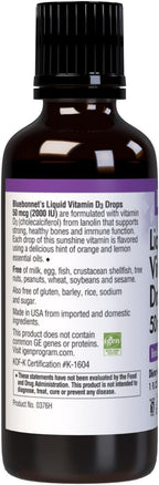 Bluebonnet Vitamin D3 2000IU Liquid Drops - Citrus Flavor - 30 ml