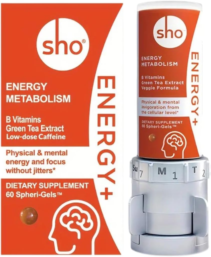 SHO Vegan Energy+ Focus Supplement Kit - Complejo B Metilado con Matcha y Cafeína Natural, 60 Cápsulas