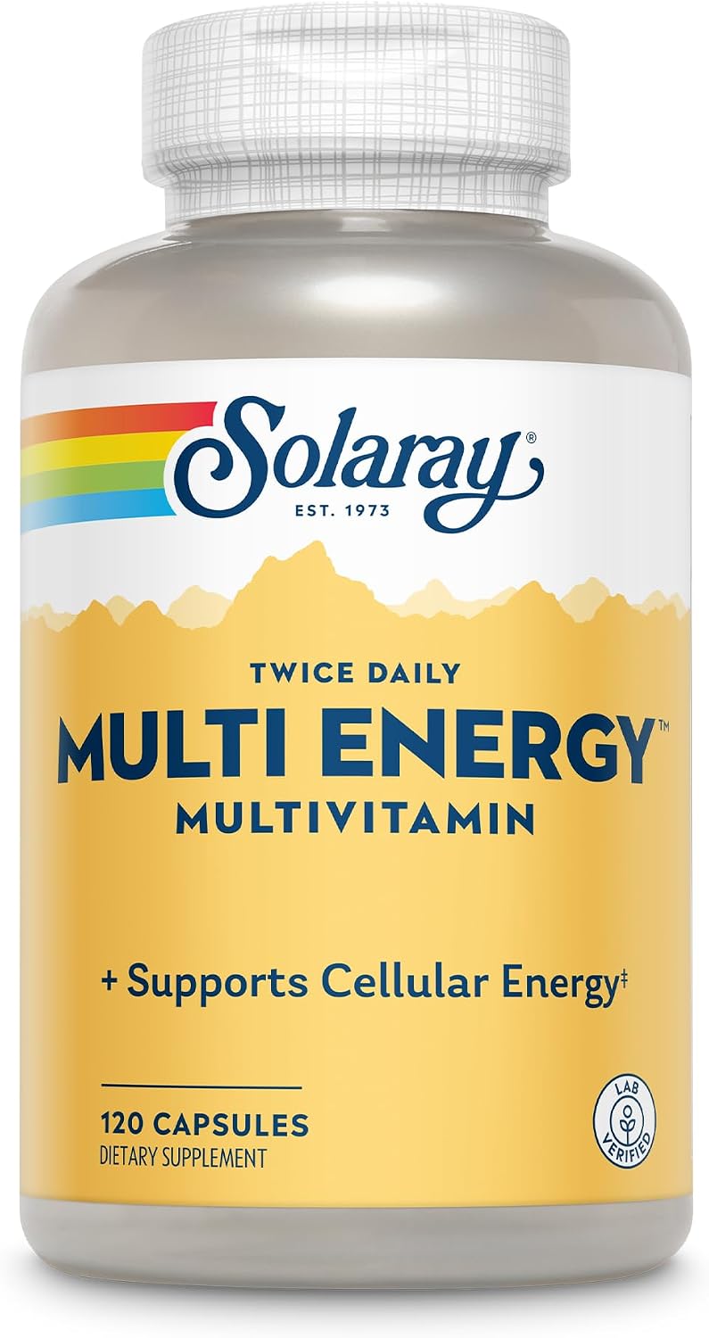 SOLARAY Twice Daily Multi Energy Multivitamin, Iron-Free | Multivitamin Complex for Immune Support & Energy | Non-GMO | 120 Count (60 Servings)