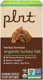 Plnt Organic Turkey Tail - Fórmula Herbal de Hongo para Apoyo Inmunitario (60 Cápsulas Orgánicas)