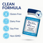 The Vitamin Shoppe Vitamina D3 2500 UI y K2 90 mcg con Calcio - 60 Cápsulas