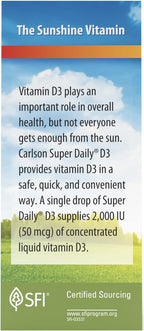 Carlson - Super Daily D3, Gotas de Vitamina D3, 2000 IU por Gota, 365 Gotas