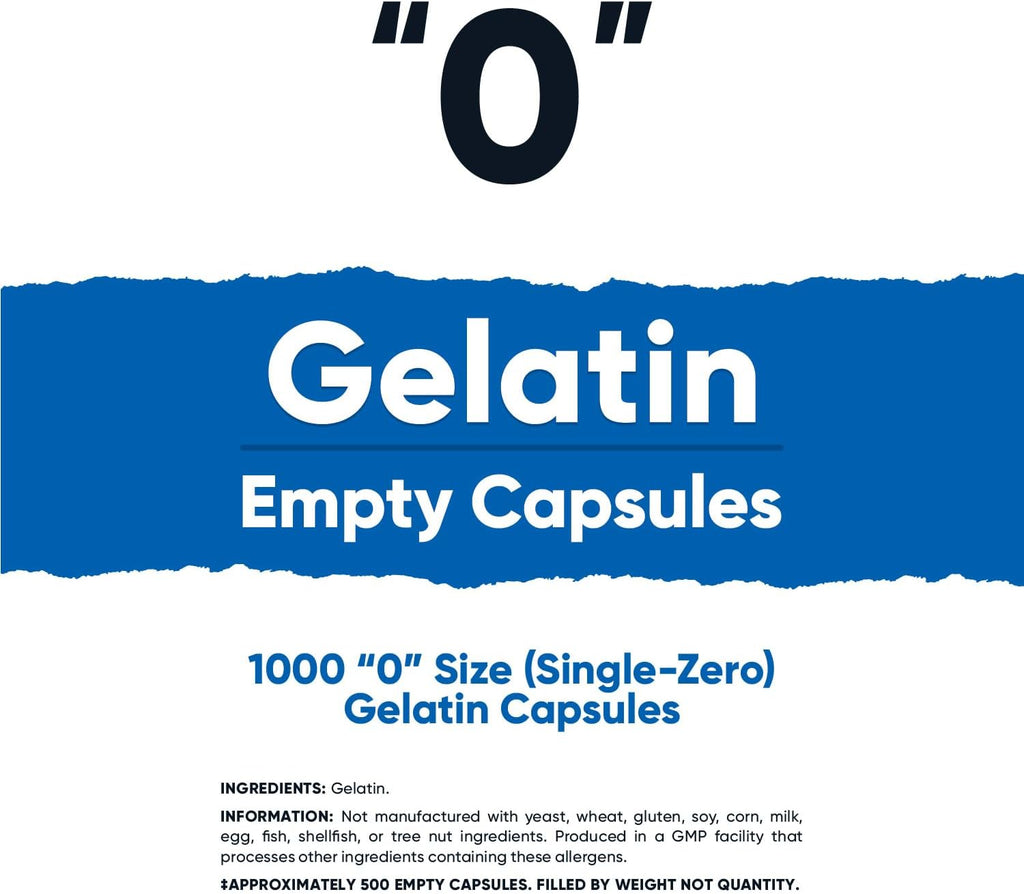 Nutricost Cápsulas Vacías de Gelatina Tamaño 0 - 1000 Cápsulas Transparentes
