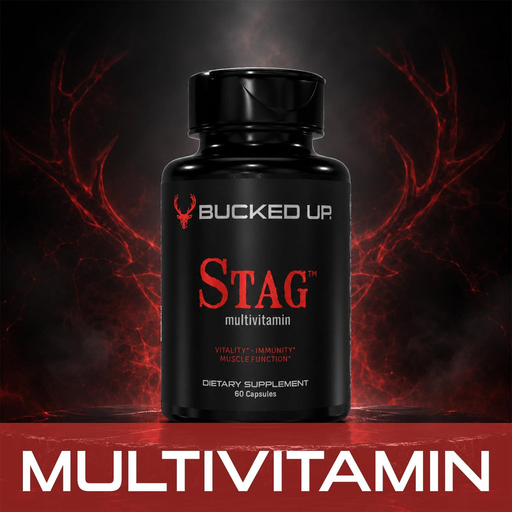Bucked Up Stag Multivitamin para Hombres - Fórmula Completa de Vitaminas - Vitalidad, Inmunidad y Función Muscular (60 Cápsulas)