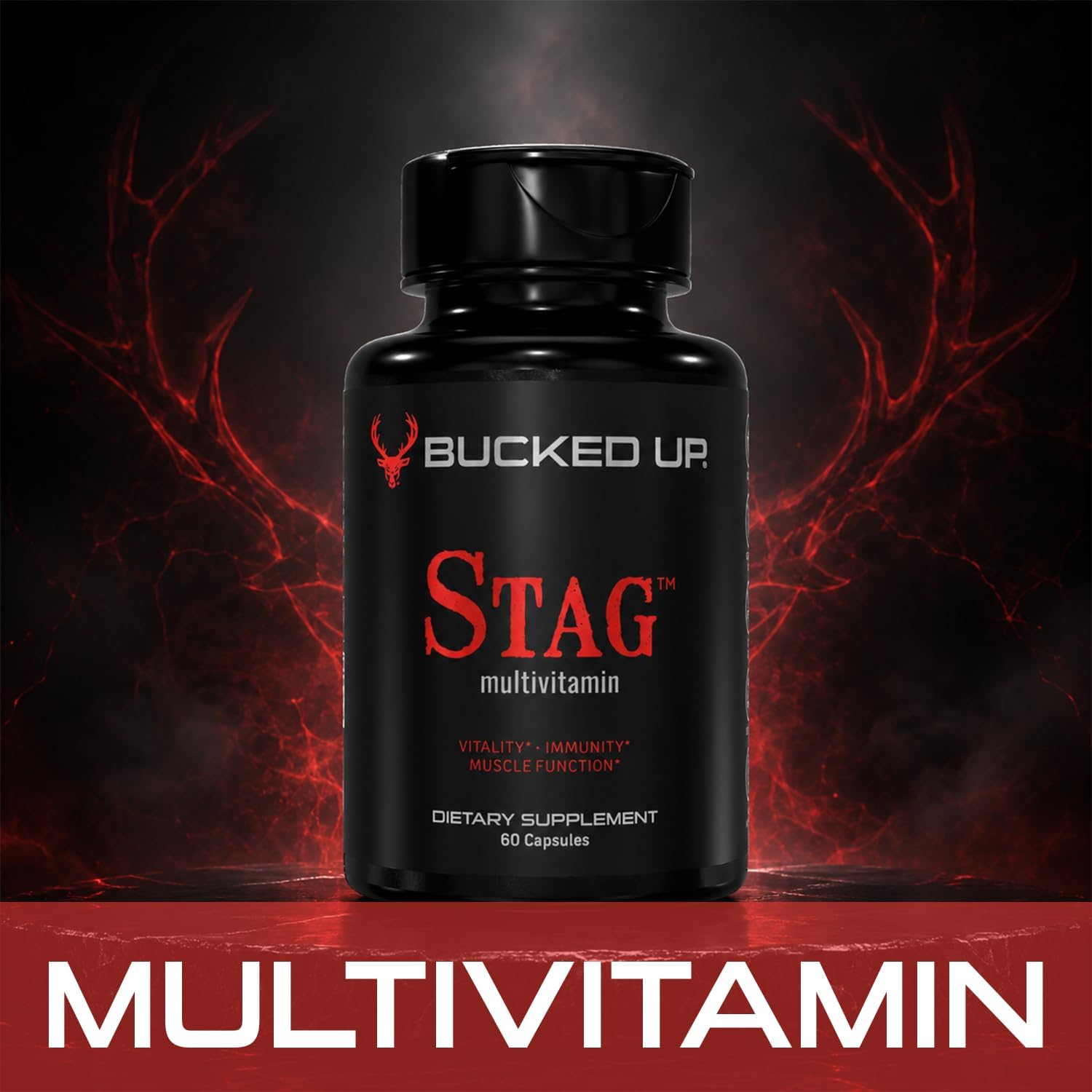 Bucked Up Stag Multivitamin para Hombres - Fórmula Completa de Vitaminas - Vitalidad, Inmunidad y Función Muscular (60 Cápsulas)
