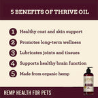 Thrive Oil para Perros y Gatos - Aceite Orgánico de Cáñamo, Omega 3 y 6 (59 ml)