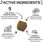 Probioticos para perros - Spot & Tango - Calabaza, Curcuma, Raiz de Achicoria, Pimienta Negra, Mezcla de 9 Cepas - 56 Masticables