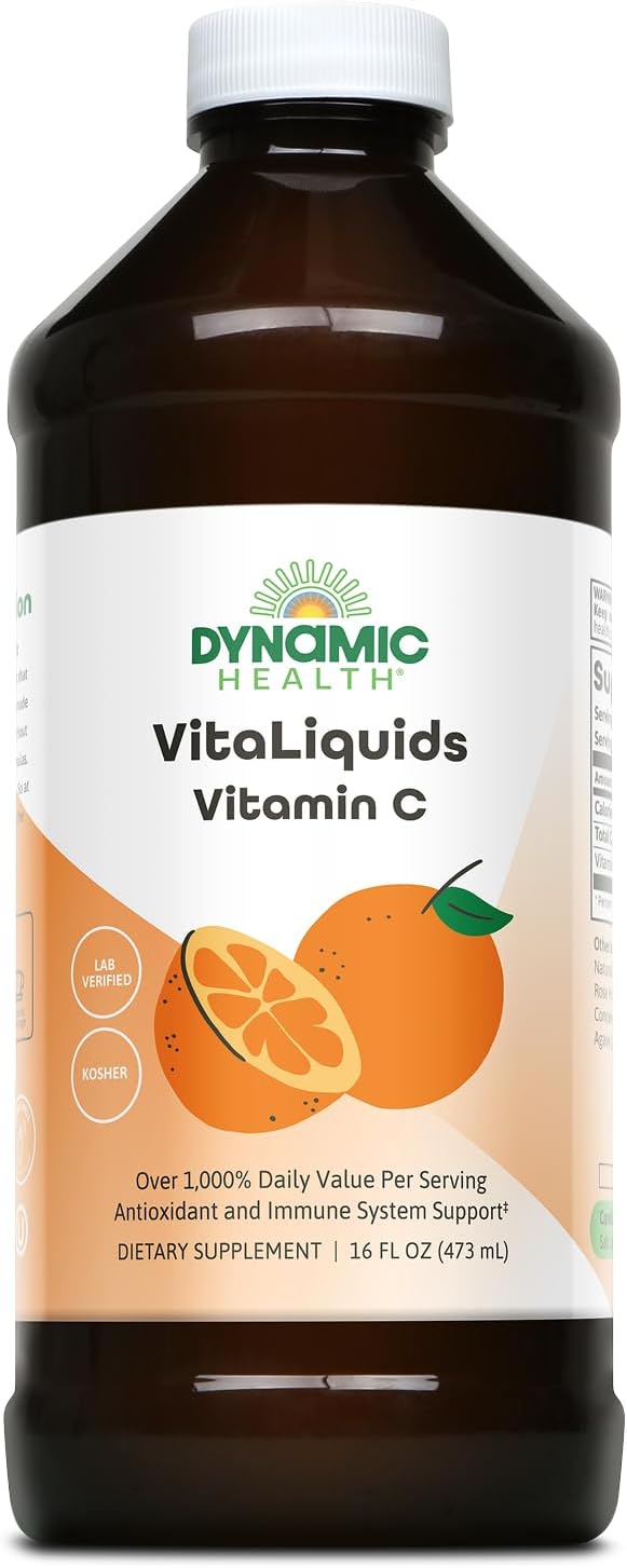 Dynamic Health VitaLiquids Vitamina C 1000 mg - Líquido con rosa mosqueta y bioflavonoides cítricos, 473 ml