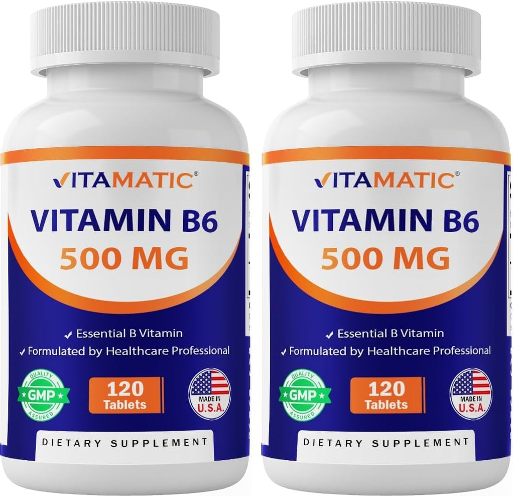 Vitamatic Vitamina B6 (Piridoxina HCl), 500 mg – 120 Comprimidos Vegetarianos